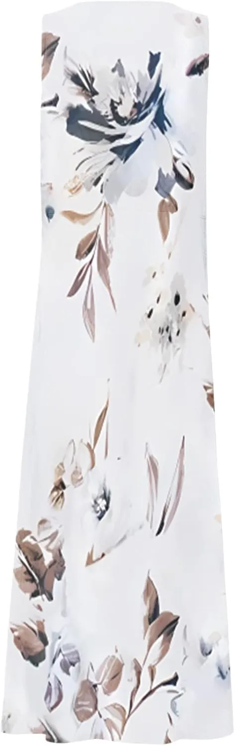 TWGONE Summer Dresses for Women Beach Boho Sleeveless Floral Flowy Pockets Casual Tshirt Tank Sundresses