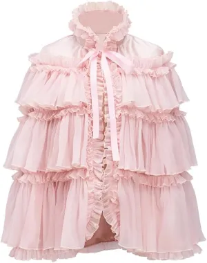 Vintage Evening Cape Ethereal Cloak Victorian Ruffles Bustle Cape Elegant Princess Robe Bridal Capelet for Women