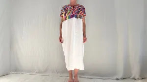 Vintage Guatemalan Huipil Linen Dress. Santa Apolonia. Hand-Woven