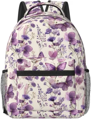 Watercolor Butterfly Backpack, School Laptop Travel Polyester Delicate Backpacks for Women Girls Kids, Work Sports Back Pack Casual Daypack, Lightweight Rucksack Gifts for Hiking Camping Gym