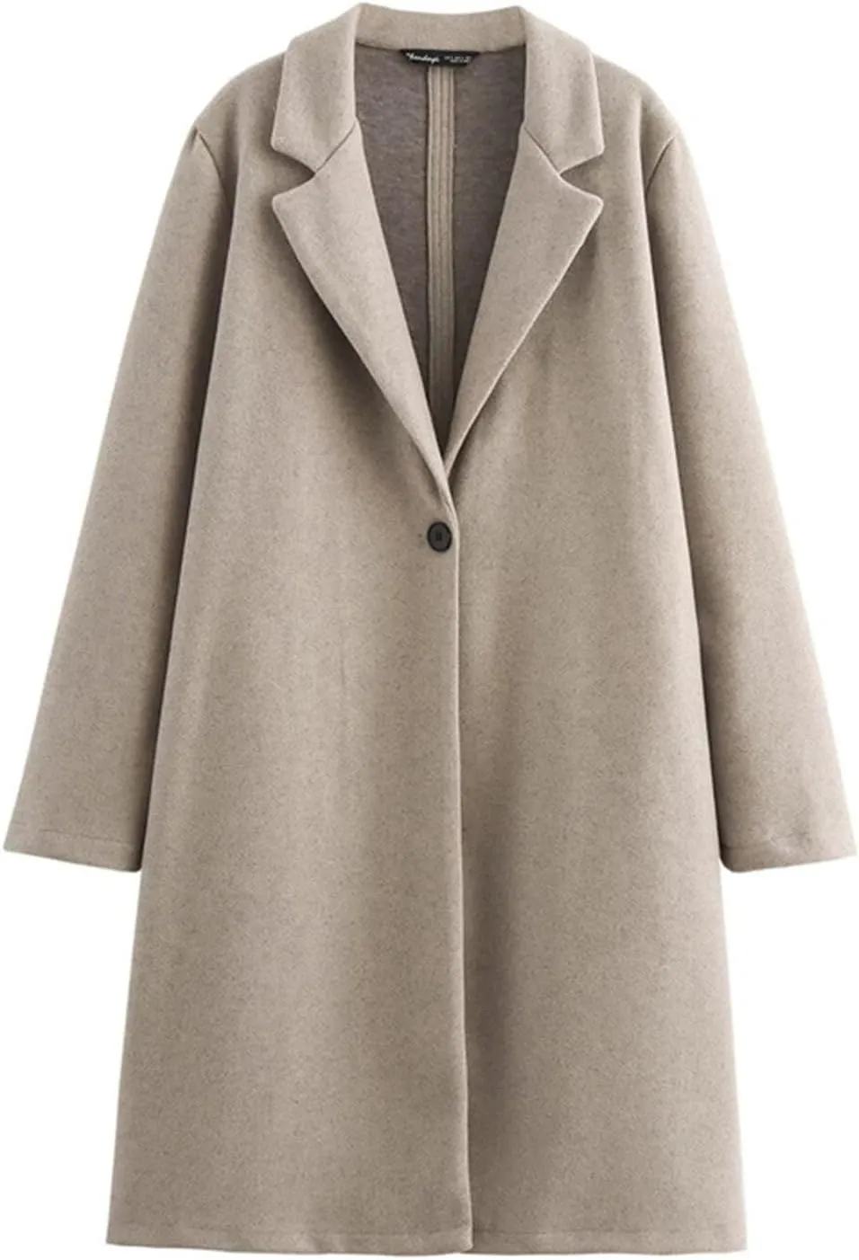 Winter Womens Trench Coat Mid Length Lapel Single Button Soft Business Casual Solid Jacket