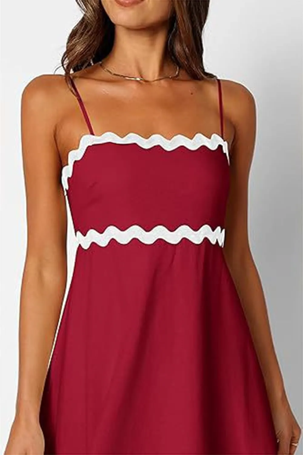 Women's 2024 Summer Spaghetti Straps Sleeveless Backless Sundress Flowy Smocked Lace Swing A Line Midi Dress