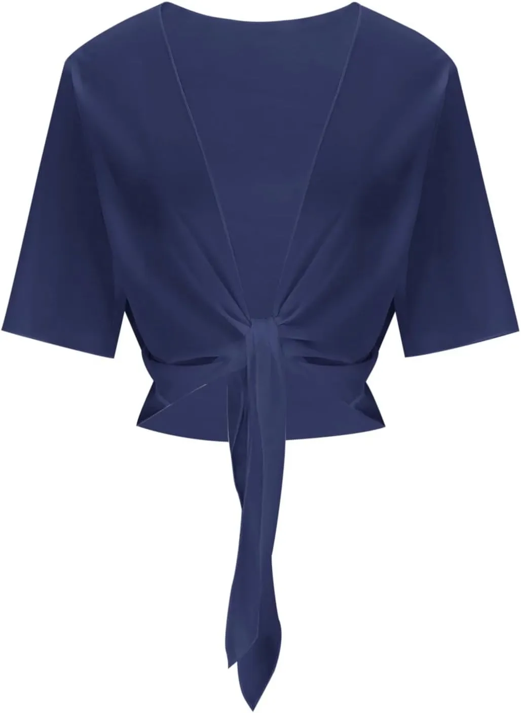 Women's Chiffon Cropped Bolero Sheer Shrugs for Dress Short Sleeve Tie Front Cardigan