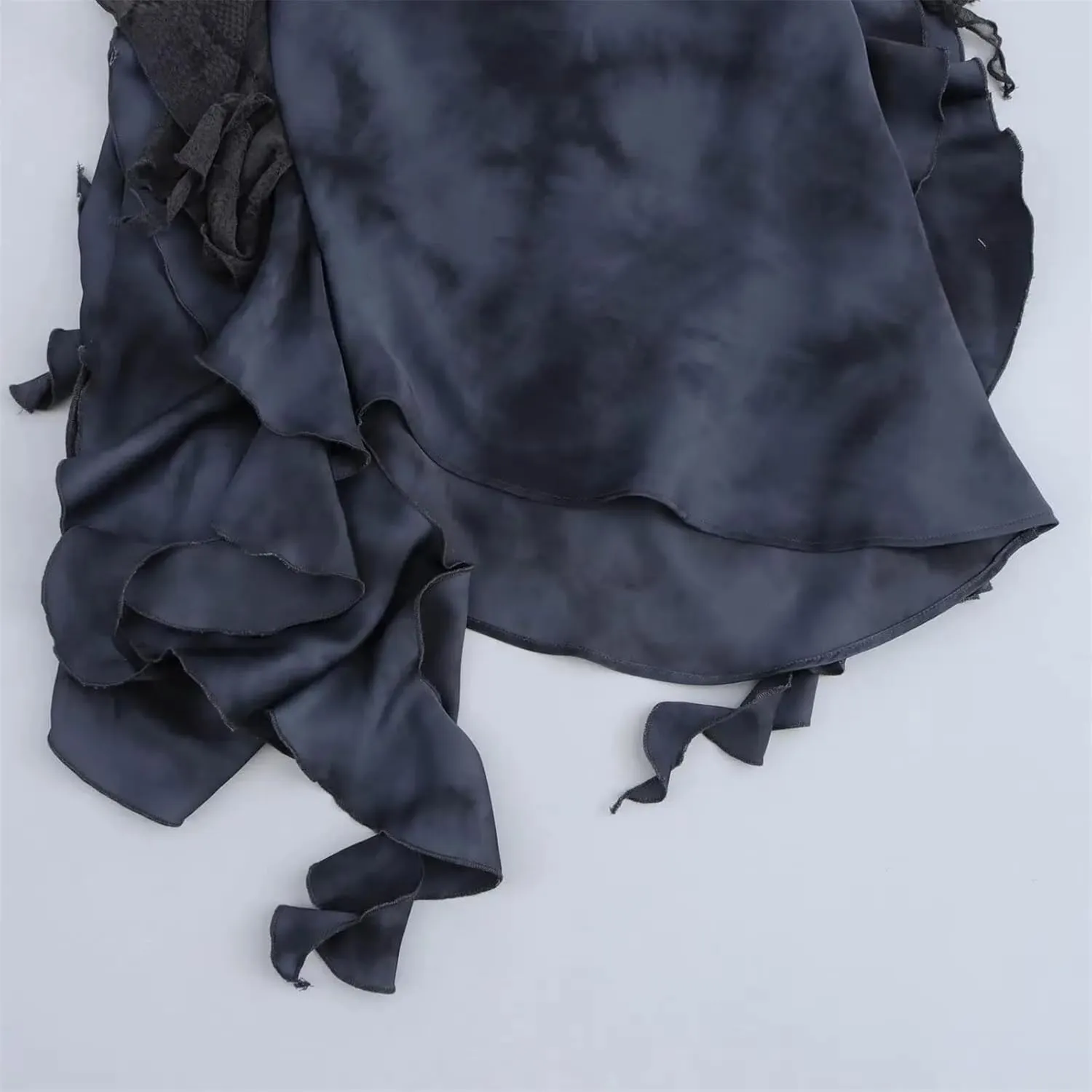 Women's Irregular Ruffle Decorative Mini Dress Slim Sleeveless Lace Casual Club Party Suspender Dress