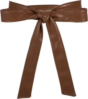 Womens Leather Belt, Obi Belt Fashion Wrap Pu Thin Belt 68X1.5In Dress Belt Tie for Women Waistband Knotted Belt