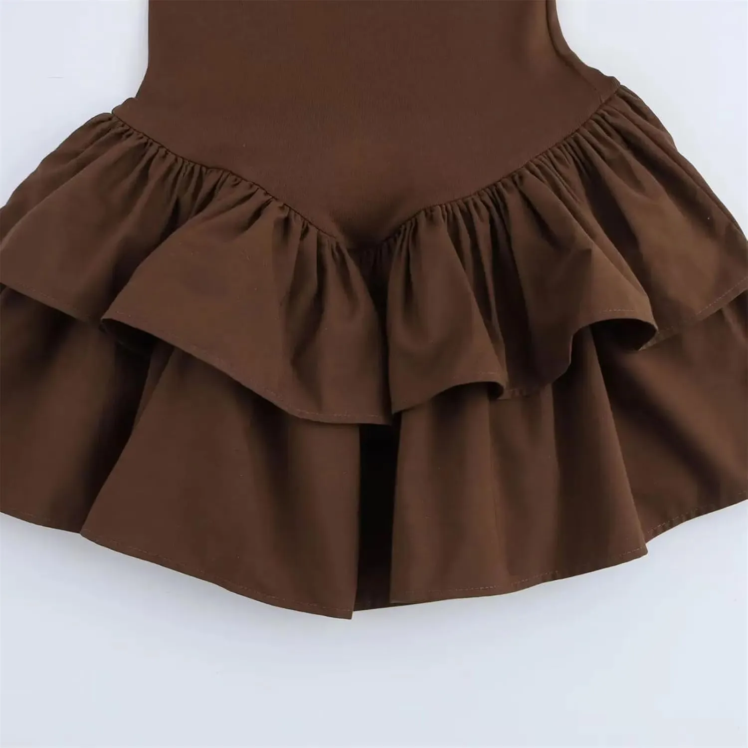 Women's Ruffle Layered Decorative Slim Mini Dress Long Sleeve Solid Color Casual Holiday Party Dress