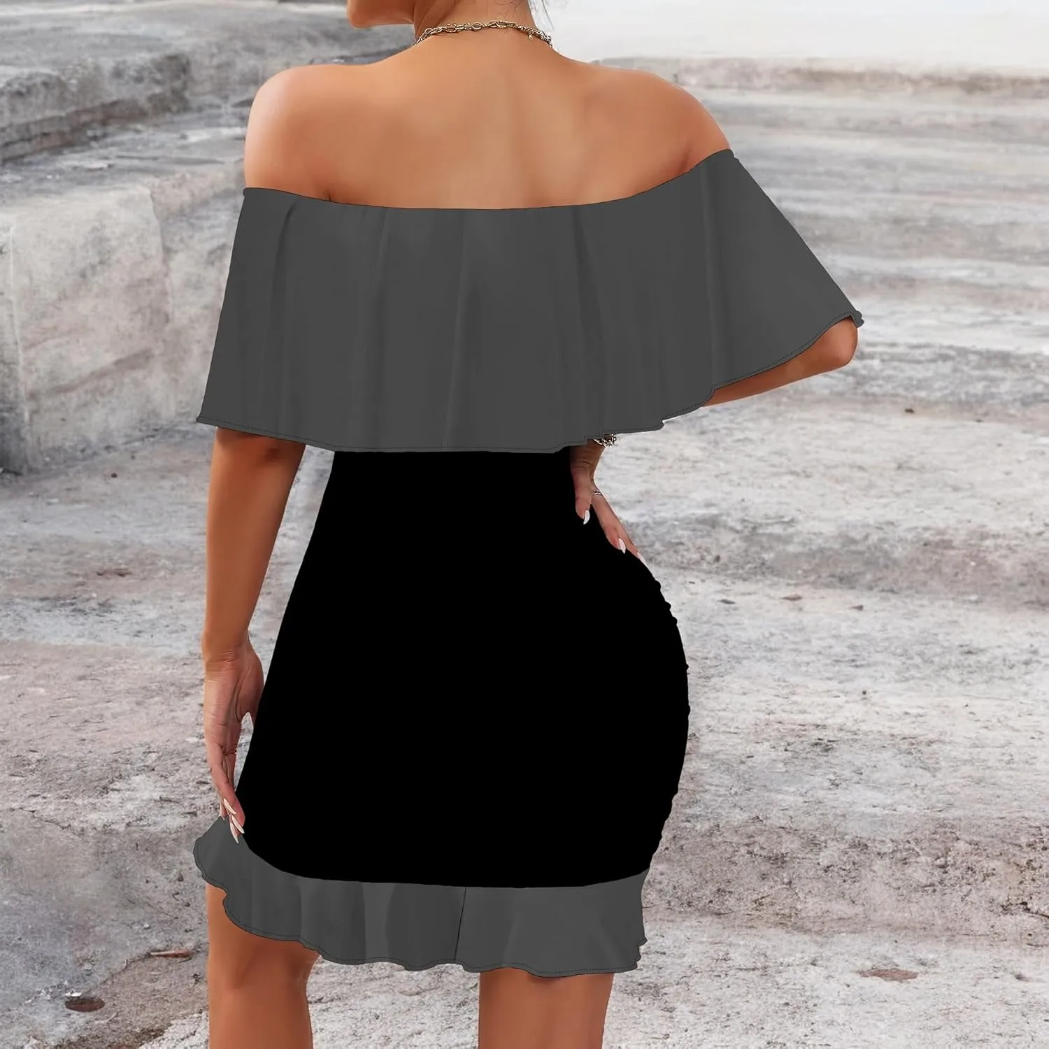 Women's Sexy Off The Shoulder Ruffle Bodycon Mini Cocktail Dress African Print Summer Evening Party Club S-3XL