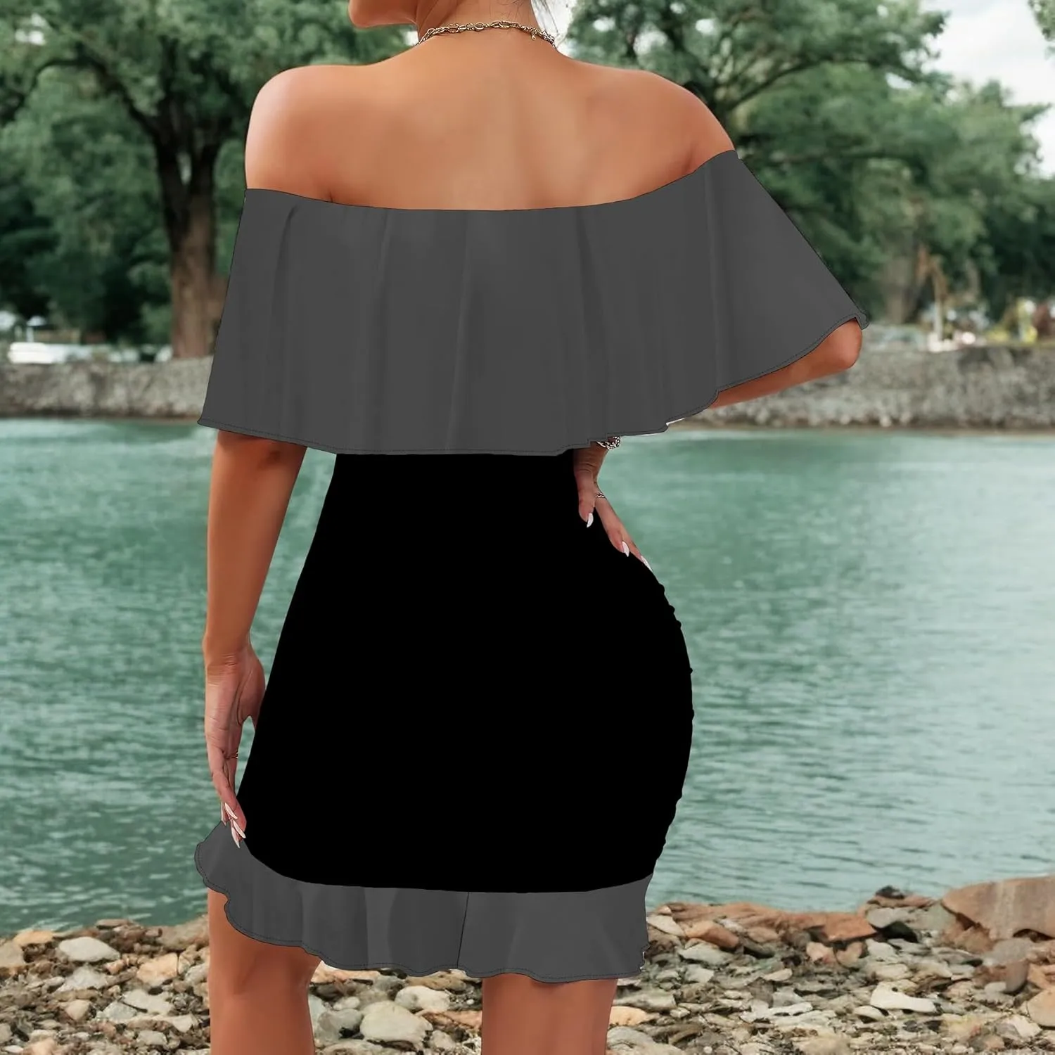 Women's Sexy Off The Shoulder Ruffle Bodycon Mini Cocktail Dress African Print Summer Evening Party Club S-3XL