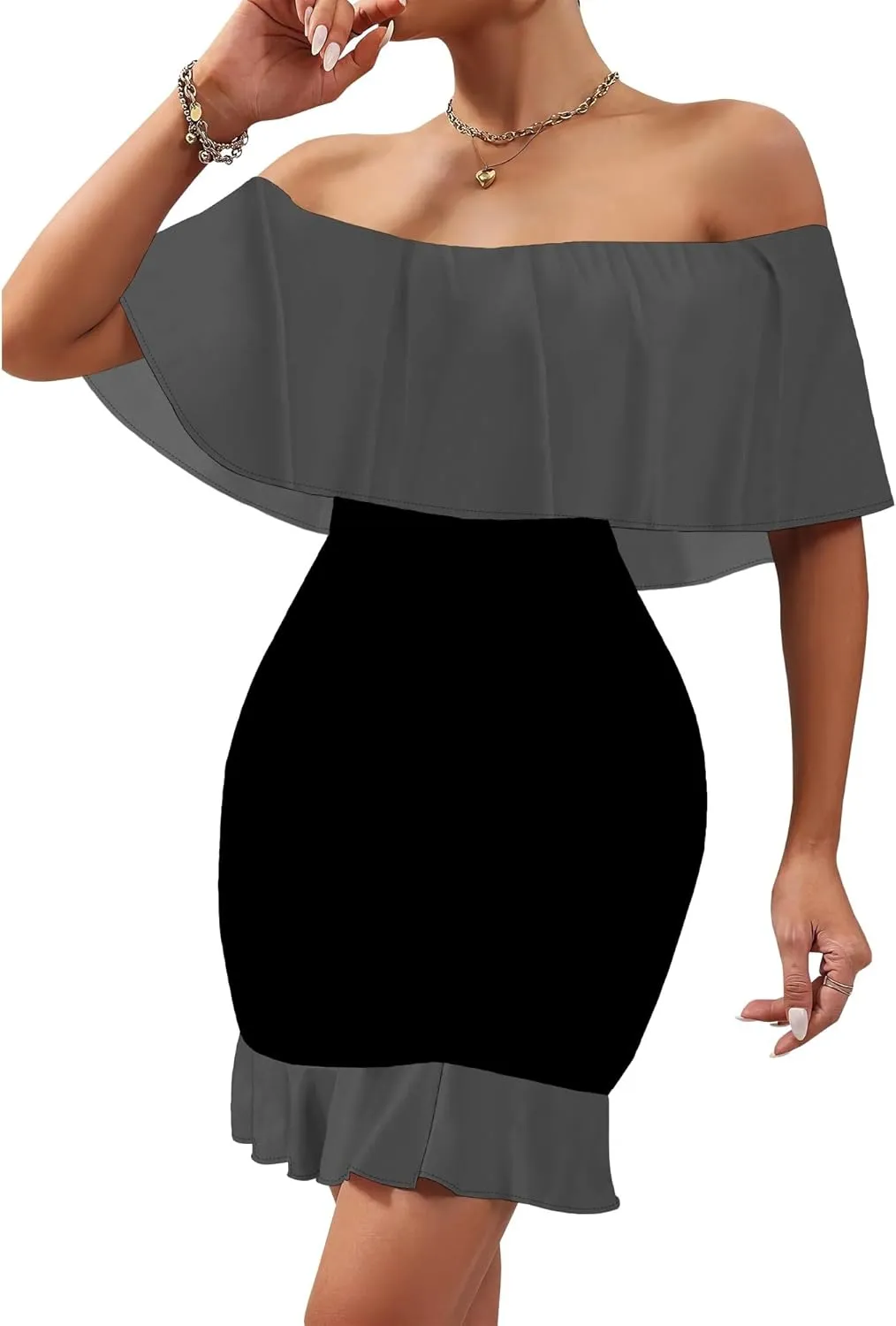 Women's Sexy Off The Shoulder Ruffle Bodycon Mini Cocktail Dress African Print Summer Evening Party Club S-3XL