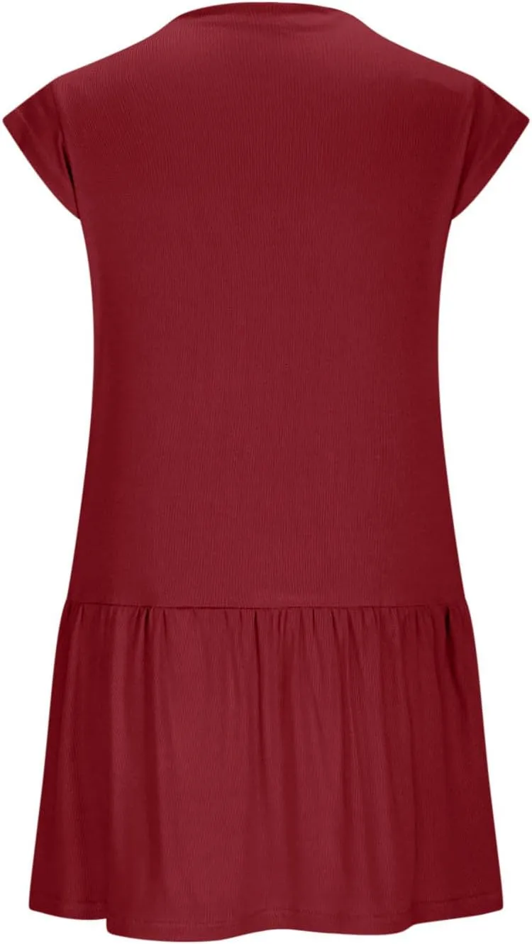 Womens Summer Casual Mock Neck Sundresses Cotton Pleated Knee Length Sleeveless Tank Dress Fashion Wrap Mini Dresses