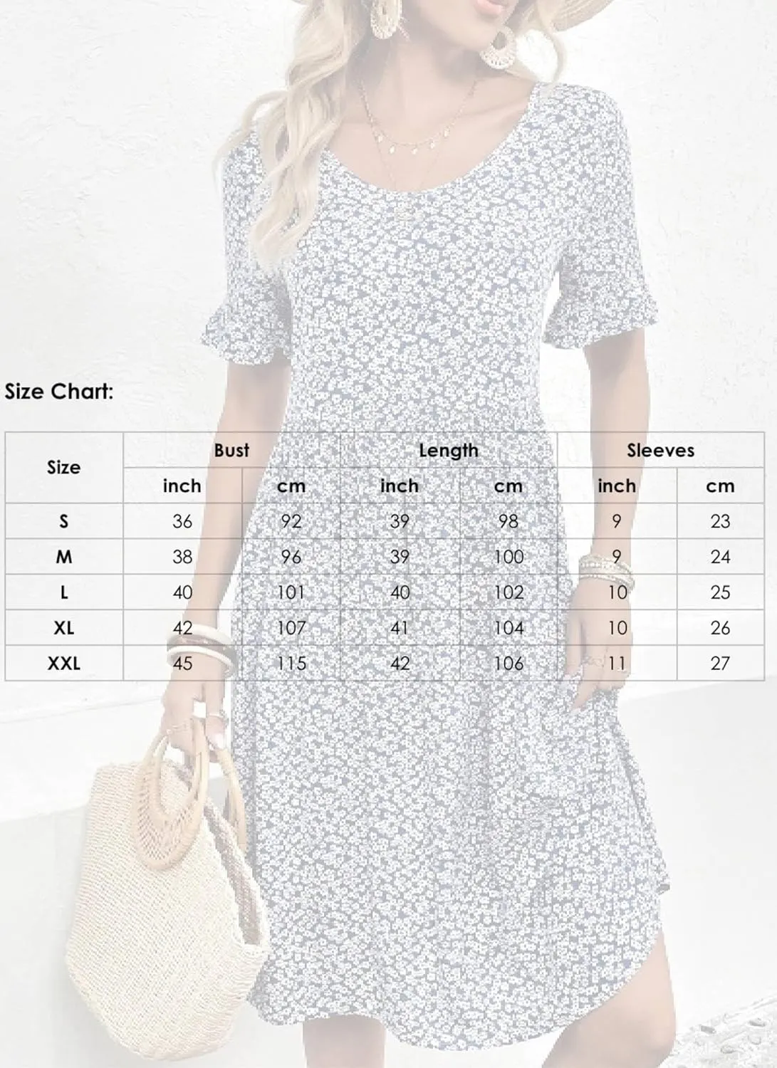 Women's Summer Casual Short Sleeve Mini Dress Ditsy Floral Crewneck Ruffle Hem Dresses 2025 Flowy Travel Vacation Outfit