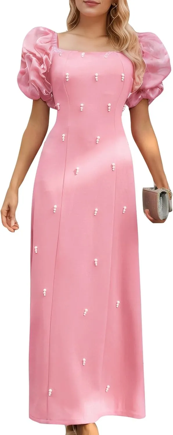 Women's Summer Club & Night Out Dresses Elegant Evening Party Cocktail Sexy Ruched Prom Wedding Guest Maxi Dress