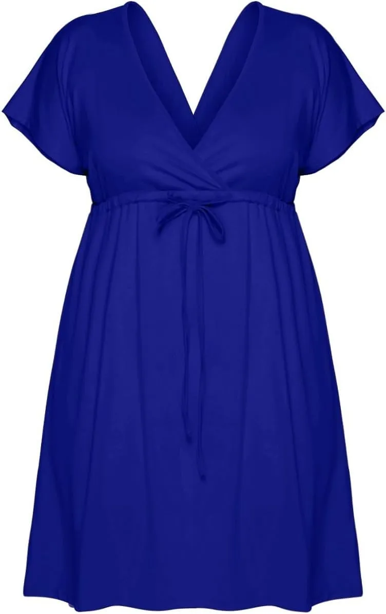 Womens Summer Dresses Short Sleeve Kimono Style Deep V Neck Casual Summer Dress M 4XL Plus Size