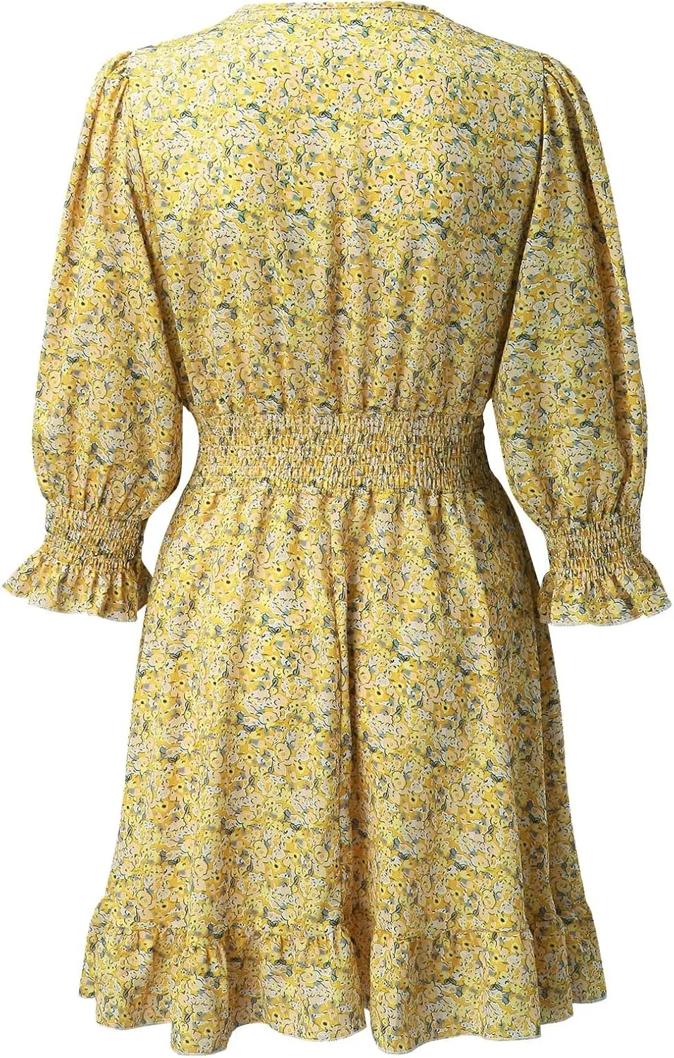 ZYXTIM Women's 2023 Summer Swing Dress Elegant Deep V Neck Floral Half Sleeve Ruffle Layer A-Line Short Dress Beach Sundress